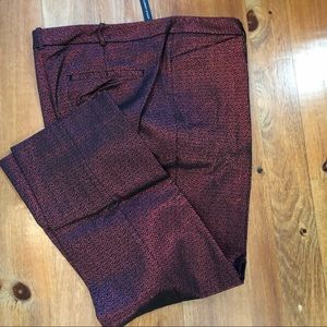 Red shimmer ankle pants